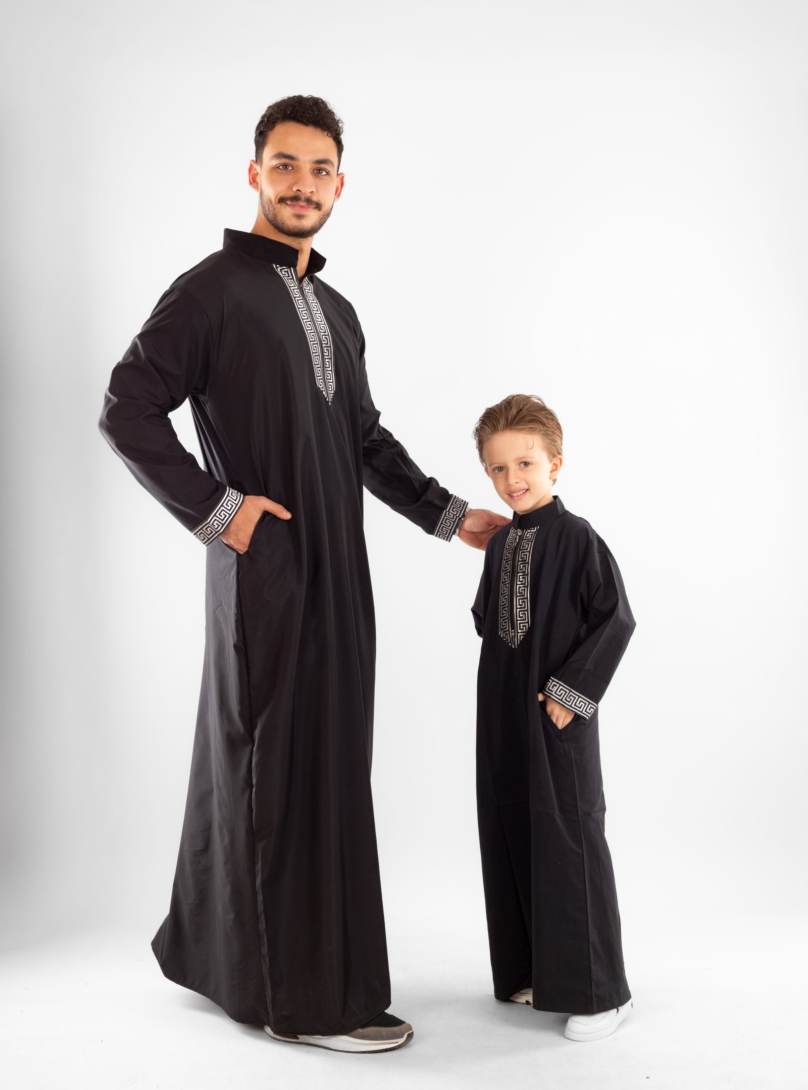 Moroccan Collar Jellabiya Set For Father & Son - Image 4