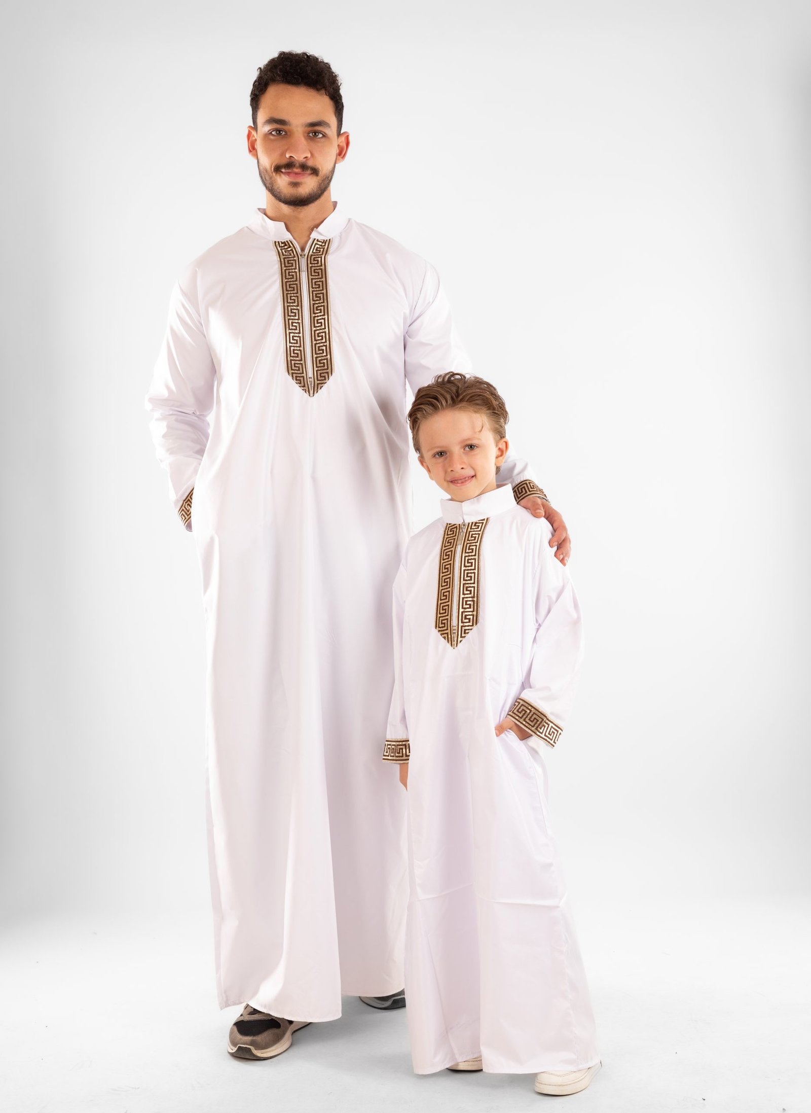Moroccan Collar Jellabiya Set For Father & Son - Image 3