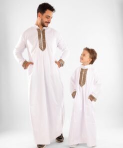 Moroccan Collar Jellabiya Set For Father & Son