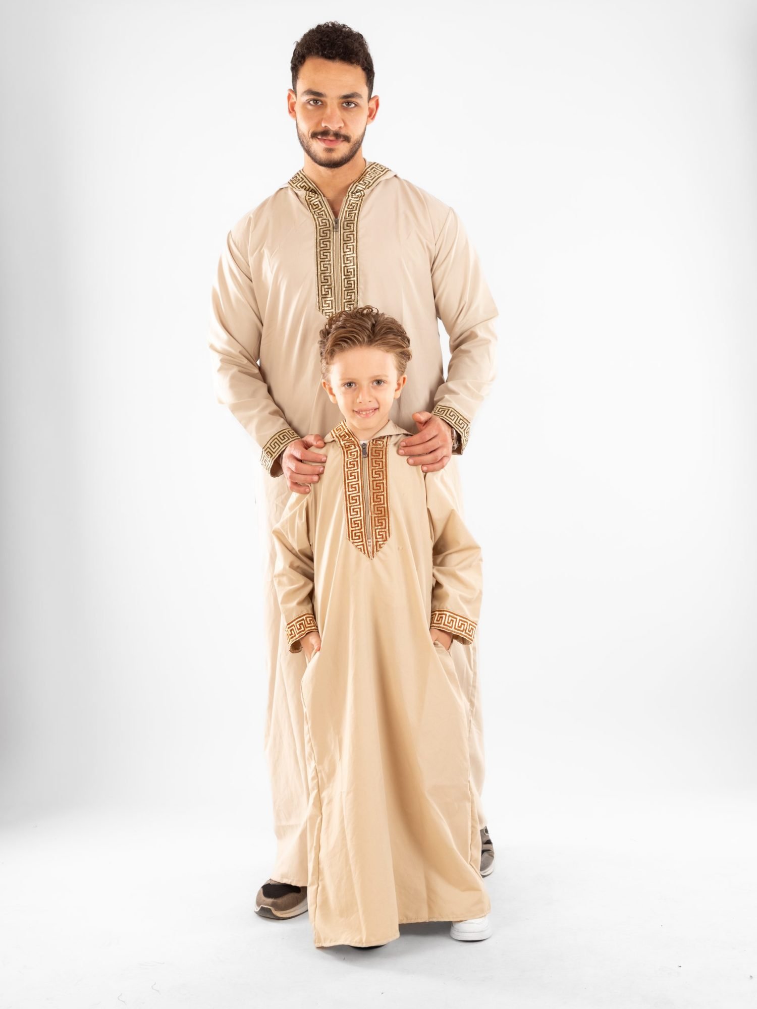 Moroccan Hooded Jellabiya Set For Father & Son